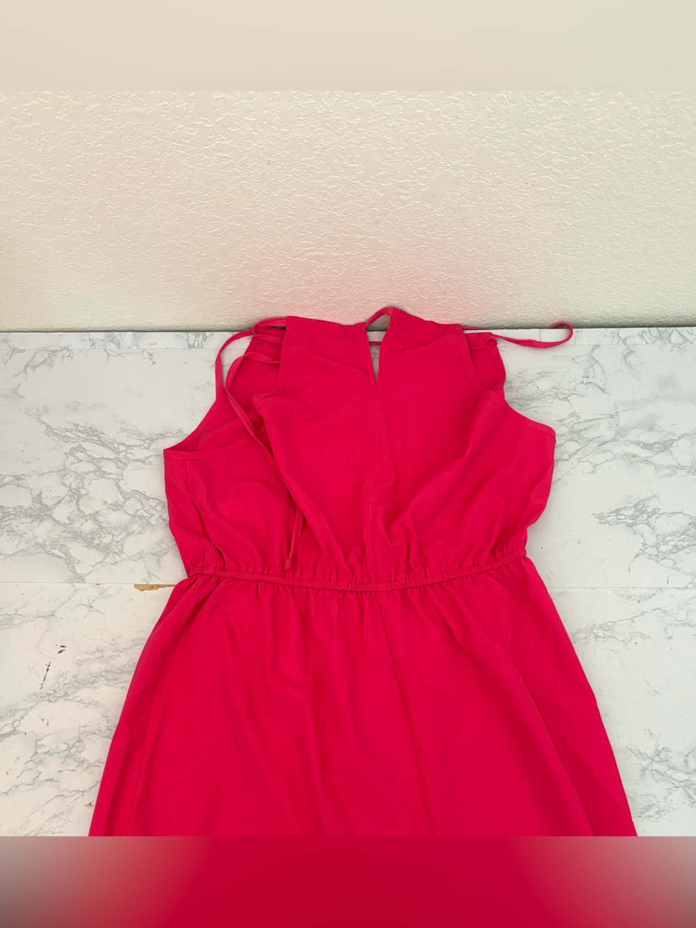 SHEIN Bright Pink Sleeveless Romper with Waist Tie